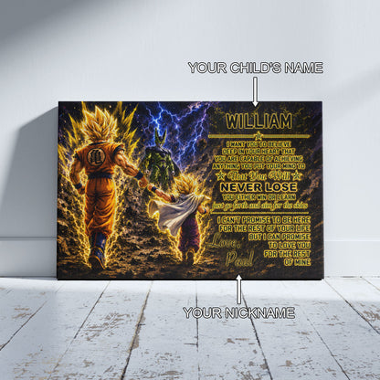 Dragon Ball Z Goku Gohan Canvas Wall Art - To My Son From Dad Meaningful Inspirational Gift - DBZ Anime Ready to Hang Boy Room Decor - DR112