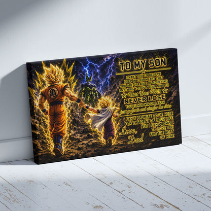 Dragon Ball Z Goku Gohan Canvas Wall Art - To My Son From Dad Meaningful Inspirational Gift - DBZ Anime Ready to Hang Boy Room Decor - DR112