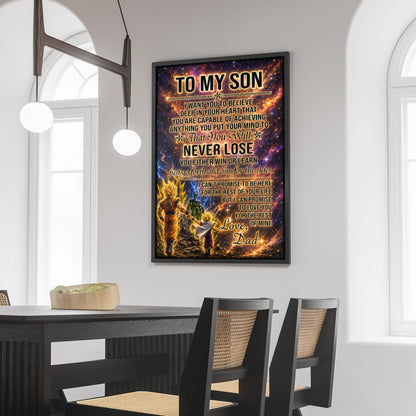 Dragon Ball Z Goku Gohan Canvas Wall Art - To My Son From Dad Meaningful Inspirational Gift - DBZ Anime Ready to Hang Boy Room Decor - DR113