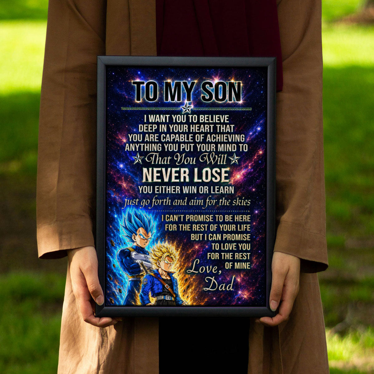 Dragon Ball Z Vegeta and Trunks Canvas Wall Art - To My Son From Dad Meaningful Inspirational Gift - DBZ Anime Ready to Hang Boy Room Decor - DR114