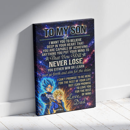 Dragon Ball Z Vegeta and Trunks Canvas Wall Art - To My Son From Dad Meaningful Inspirational Gift - DBZ Anime Ready to Hang Boy Room Decor - DR114