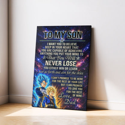 Dragon Ball Z Vegeta and Trunks Canvas Wall Art - To My Son From Dad Meaningful Inspirational Gift - DBZ Anime Ready to Hang Boy Room Decor - DR114