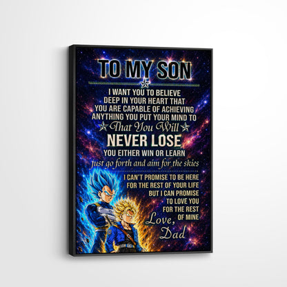 Dragon Ball Z Vegeta and Trunks Canvas Wall Art - To My Son From Dad Meaningful Inspirational Gift - DBZ Anime Ready to Hang Boy Room Decor - DR114