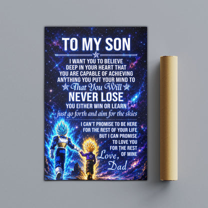 Dragon Ball Z Vegeta and Trunks Canvas Wall Art - To My Son From Dad Meaningful Inspirational Gift - DBZ Anime Ready to Hang Boy Room Decor - DR115