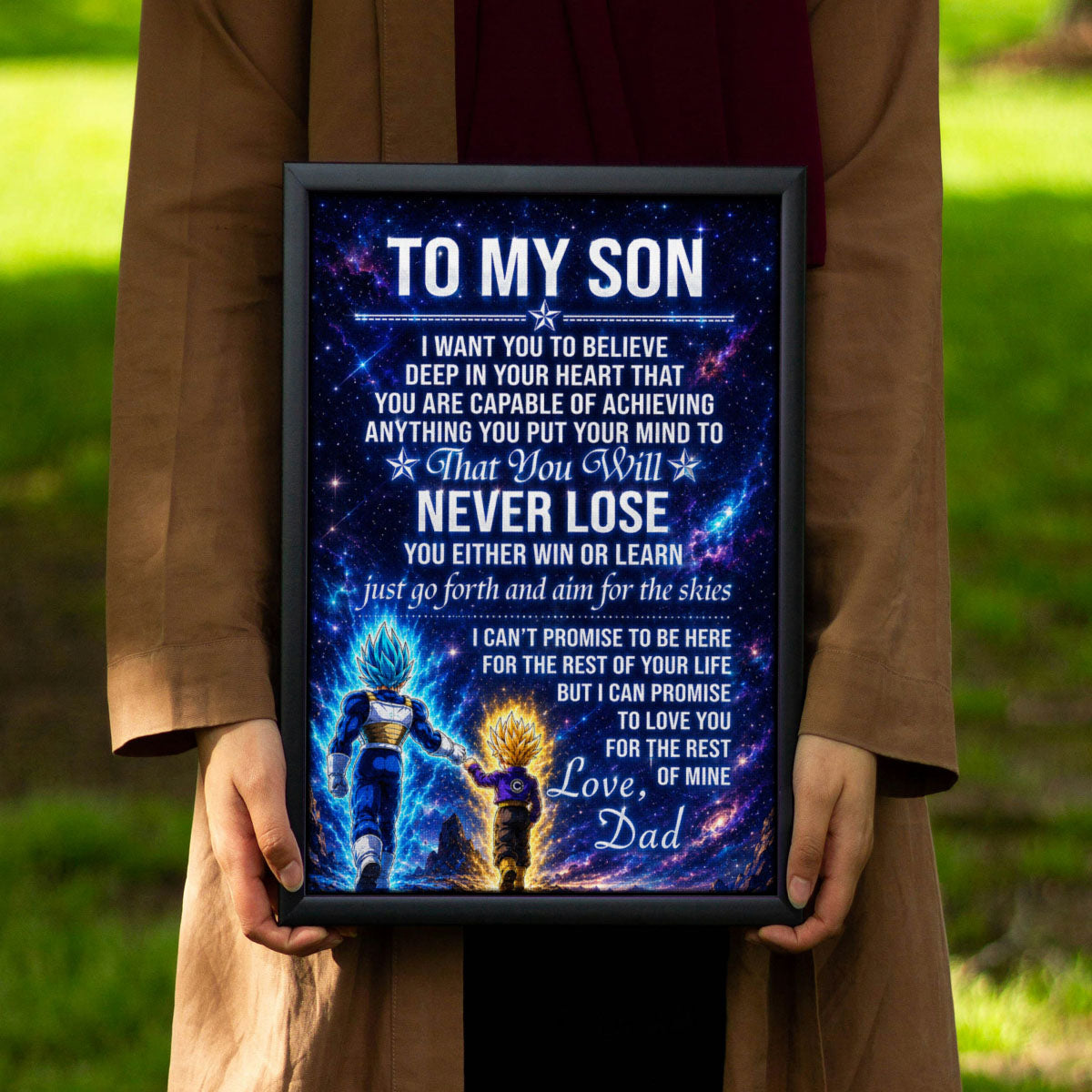 Dragon Ball Z Vegeta and Trunks Canvas Wall Art - To My Son From Dad Meaningful Inspirational Gift - DBZ Anime Ready to Hang Boy Room Decor - DR115