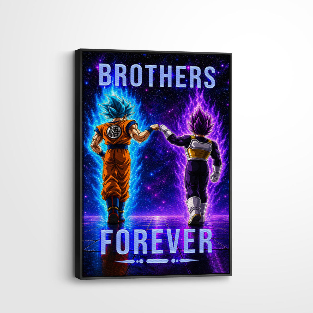Dragon Ball Super Saiyan Blue Goku & Ultra Ego Vegeta Canvas Wall Art - “Brothers Forever” DBZ Poster - Ready to Hang Home Office Decor - DR118