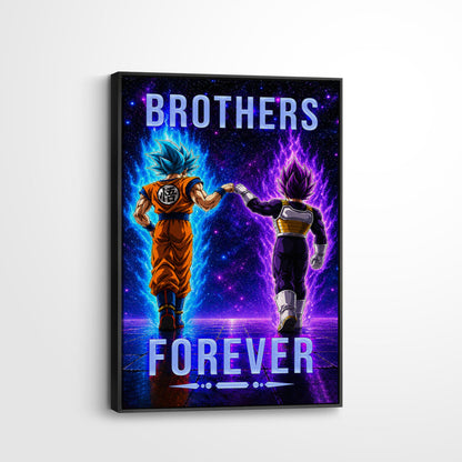 Dragon Ball Super Saiyan Blue Goku & Ultra Ego Vegeta Canvas Wall Art - “Brothers Forever” DBZ Poster - Ready to Hang Home Office Decor - DR118