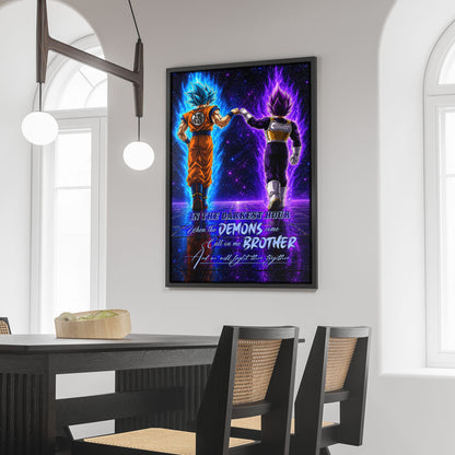 Dragon Ball Canvas Wall Art - DR122 - Saiyan Blue Goku - Ultra Ego Vegeta - Call On Me Brother