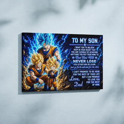 To My Son From Dad Dragon Ball Z Goku Gohan Canvas Wall Art - DBZ Poster Meaningful Inspirational Gift - Ready to Hang Boy Room Decor - DR123