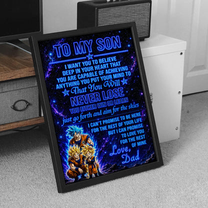 To My Son From Dad Dragon Ball Z Goku Gohan Canvas Wall Art - DBZ Poster Meaningful Inspirational Gift - Ready to Hang Boy Room Decor - DR124
