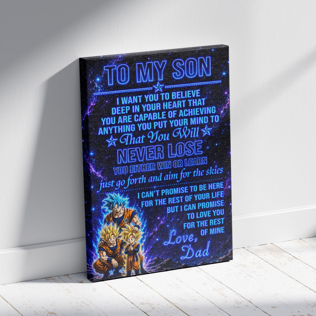 To My Son From Dad Dragon Ball Z Goku Gohan Canvas Wall Art - DBZ Poster Meaningful Inspirational Gift - Ready to Hang Boy Room Decor - DR124