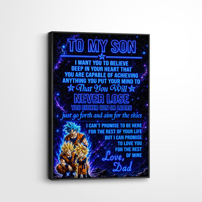To My Son From Dad Dragon Ball Z Goku Gohan Canvas Wall Art - DBZ Poster Meaningful Inspirational Gift - Ready to Hang Boy Room Decor - DR124