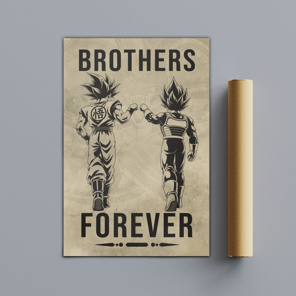 Dragon Ball Super Saiyan Blue Goku & Ultra Ego Vegeta Canvas Wall Art - “Brothers Forever” DBZ Poster - Ready to Hang Home Office Decor - DR126