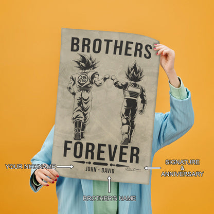 Dragon Ball Super Saiyan Blue Goku & Ultra Ego Vegeta Canvas Wall Art - “Brothers Forever” DBZ Poster - Ready to Hang Home Office Decor - DR126