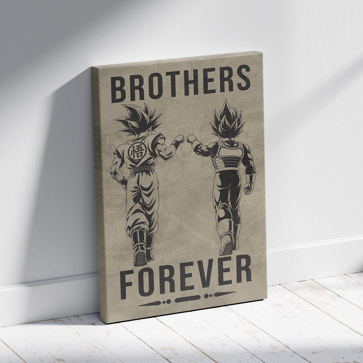 Dragon Ball Super Saiyan Blue Goku & Ultra Ego Vegeta Canvas Wall Art - “Brothers Forever” DBZ Poster - Ready to Hang Home Office Decor - DR126
