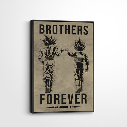 Dragon Ball Super Saiyan Blue Goku & Ultra Ego Vegeta Canvas Wall Art - “Brothers Forever” DBZ Poster - Ready to Hang Home Office Decor - DR126