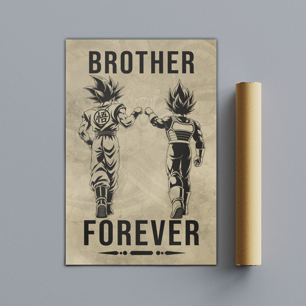 Dragon Ball Super Saiyan Blue Goku & Ultra Ego Vegeta Canvas Wall Art - “Brother Forever” DBZ Poster - Ready to Hang Home Office Decor - DR127