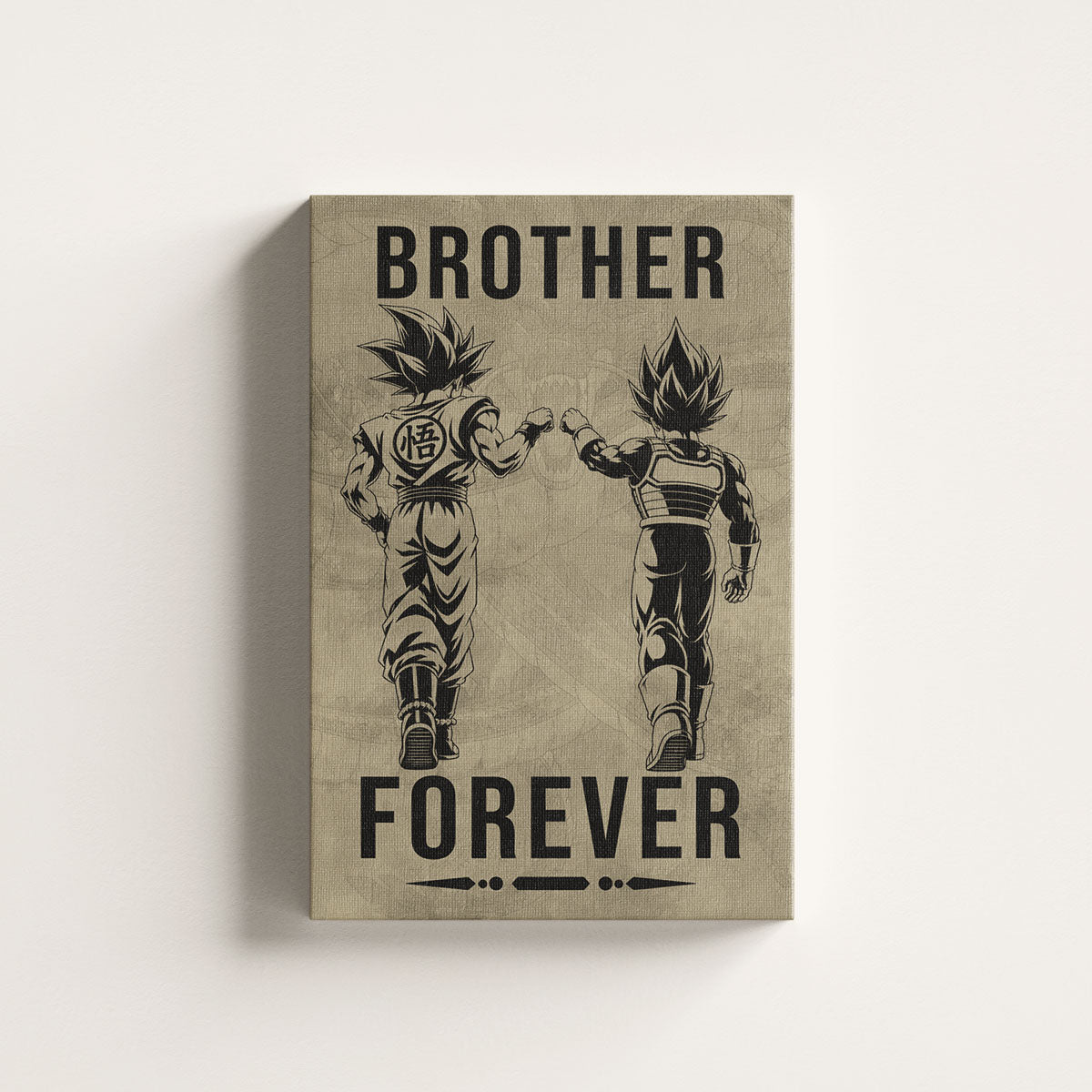 Dragon Ball Super Saiyan Blue Goku & Ultra Ego Vegeta Canvas Wall Art - “Brother Forever” DBZ Poster - Ready to Hang Home Office Decor - DR127