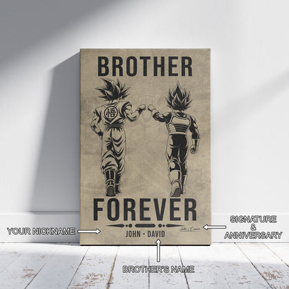 Dragon Ball Super Saiyan Blue Goku & Ultra Ego Vegeta Canvas Wall Art - “Brother Forever” DBZ Poster - Ready to Hang Home Office Decor - DR127