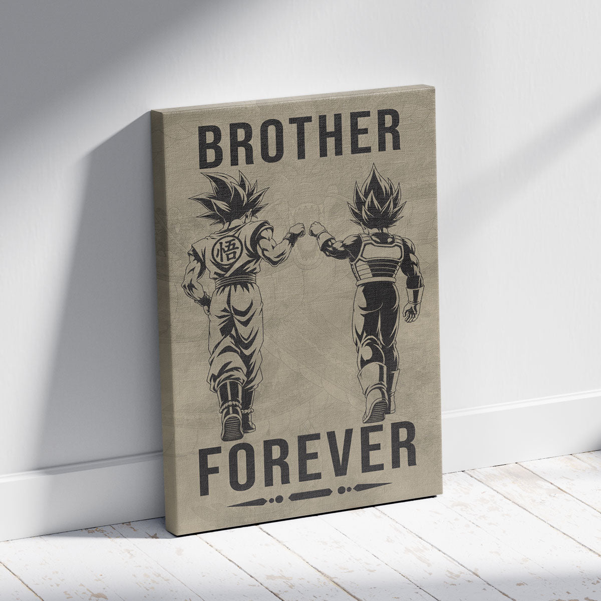 Dragon Ball Super Saiyan Blue Goku & Ultra Ego Vegeta Canvas Wall Art - “Brother Forever” DBZ Poster - Ready to Hang Home Office Decor - DR127