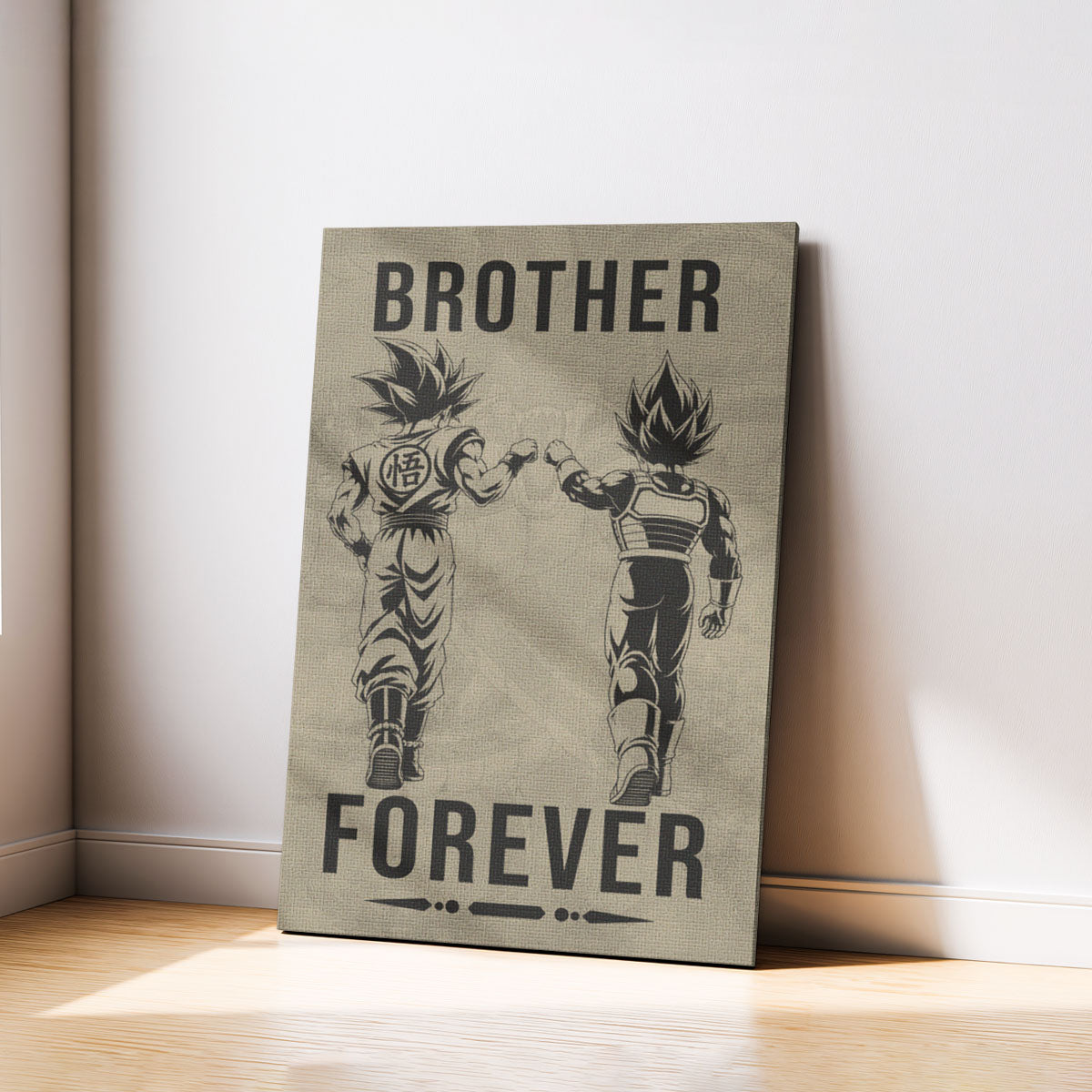 Dragon Ball Super Saiyan Blue Goku & Ultra Ego Vegeta Canvas Wall Art - “Brother Forever” DBZ Poster - Ready to Hang Home Office Decor - DR127
