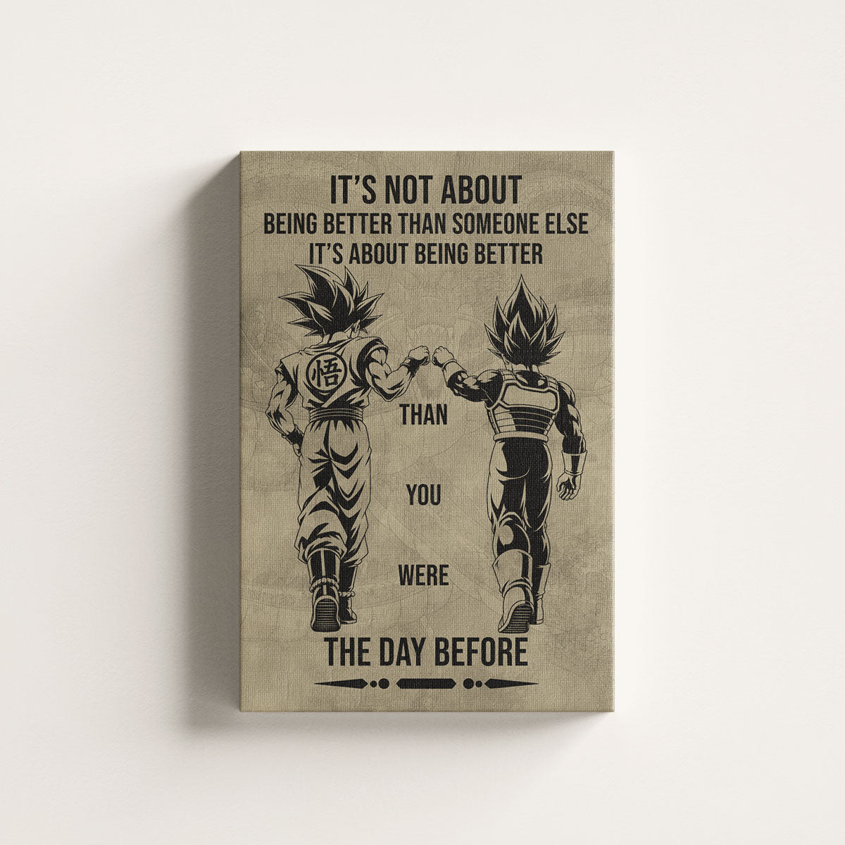Dragon Ball Super Saiyan Blue Goku & Ultra Ego Vegeta Canvas Wall Art - DBZ Motivational Poster "Being Better Than Yesterday" Home Office Decor - DR130