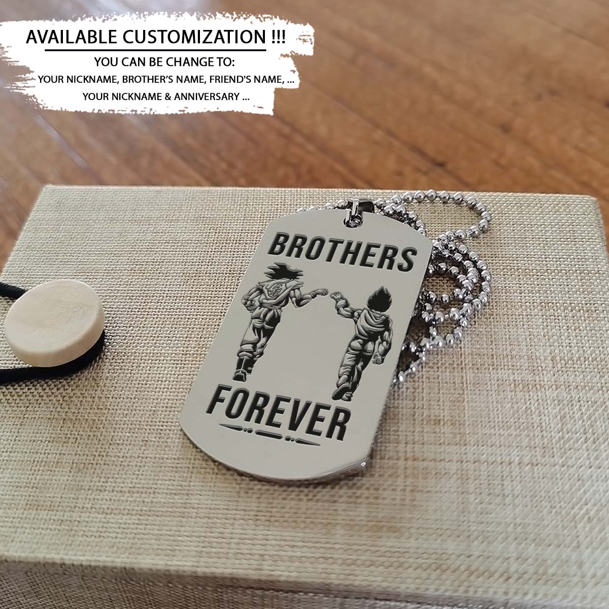 Dragon Ball Dog Tag - Brothers Forever - Call On Me Brother - Goku - Vegeta - Dragon Ball Necklace - Engrave Dog Tag