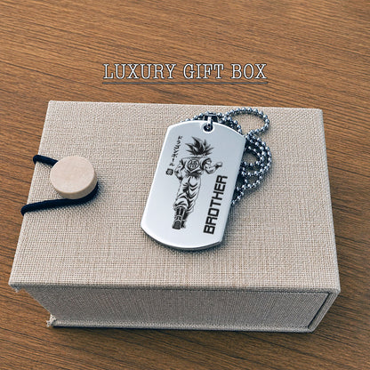 Personalized Dragon Ball Z Goku & Vegeta Brother Dog Tag Necklace - "Brother Forever" Engraved Stainless Steel Military Pendant Gift for Men