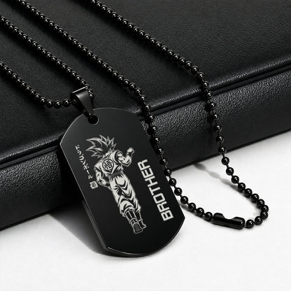 Personalized Dragon Ball Z Goku & Vegeta Brother Dog Tag Necklace - "Brother Forever" Engraved Stainless Steel Military Pendant Gift for Men