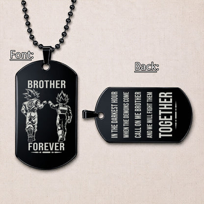 Personalized Dragon Ball Z Goku & Vegeta Brother Dog Tag Necklace - "Brother Forever" Engraved Stainless Steel Military Pendant Gift for Men