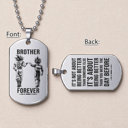 Personalized Dragon Ball Z Goku & Vegeta Brother Dog Tag Necklace - "Brother Forever" Engraved Stainless Steel Military Pendant Gift for Men