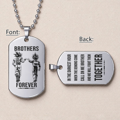 Personalized Dragon Ball Z Goku & Vegeta Brother Dog Tag Necklace - "Brothers Forever" Engraved Stainless Steel Military Pendant Gift for Men