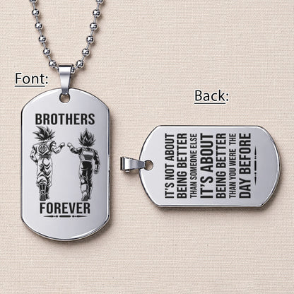 Personalized Dragon Ball Z Goku & Vegeta Brother Dog Tag Necklace - "Brothers Forever" Engraved Stainless Steel Military Pendant Gift for Men