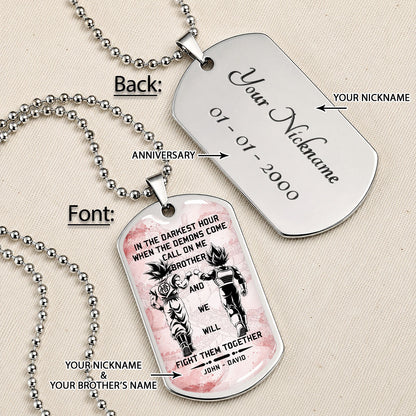 Dragon Ball Dog Tag Necklace - DRDL040 - Goku - Vegeta - Call On Me Brother -  Military Ball Chain