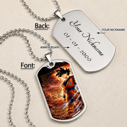 Dragon Ball Dog Tag Necklace - DRDL080 - Goku - 7 Virtues of a Warrior - 5 Keys to Health - Military Ball Chain