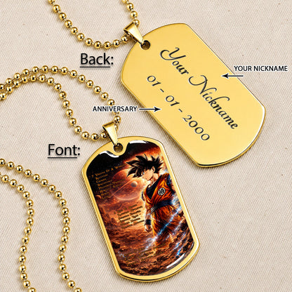 Dragon Ball Dog Tag Necklace - DRDL080 - Goku - 7 Virtues of a Warrior - 5 Keys to Health - Military Ball Chain