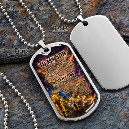 Personalized Dragon Ball Goku & Gohan Dog Tag Necklace - "To My Son From Dad" Stainless Steel Pendant - Meaningful Anime Gift for DBZ Fans - DRDL113