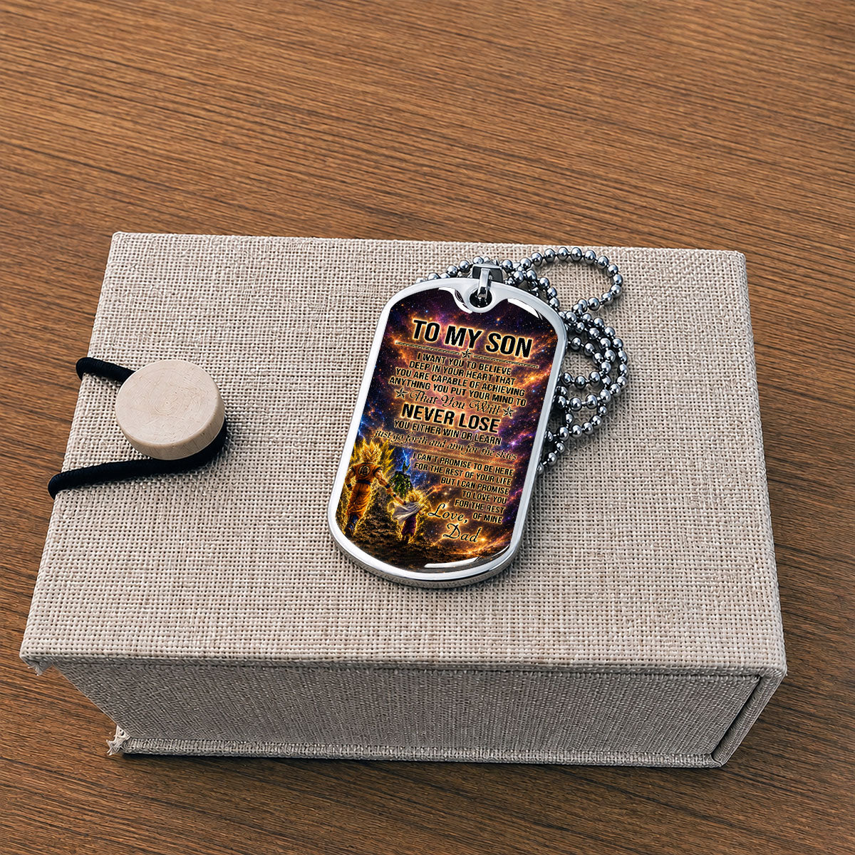 Dragon Ball Dog Tag Necklace - DRDL113 - Goku - Gohan - To My Son From Dad - Gift for DBZ Fans - Military Ball Chain