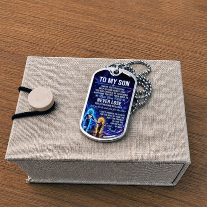 Personalized Dragon Ball Vegeta & Trunks Dog Tag Necklace - "To My Son From Dad" Stainless Steel Pendant - Meaningful Anime Gift for DBZ Fans - DRDL115