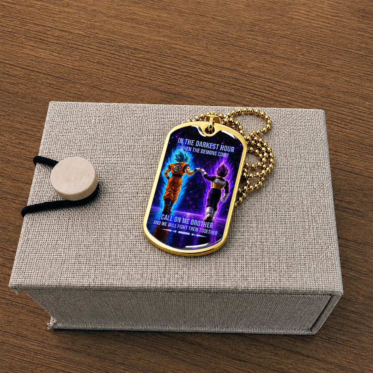 Custom Dragon Ball Goku & Vegeta Brother Dog Tag Necklace - Motivational Quote "Call On Me Brother"  Stainless Steel Pendant - Anime Gift for DBZ Fans - DRDL117