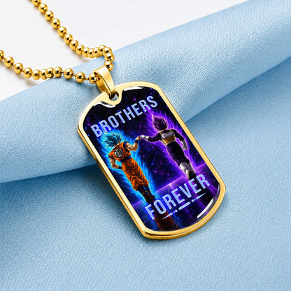 Dragon Ball Dog Tag Necklace - DRDL118 - Goku - Vegeta - Brothers Forever - Gift for DBZ Fans - Military Ball Chain