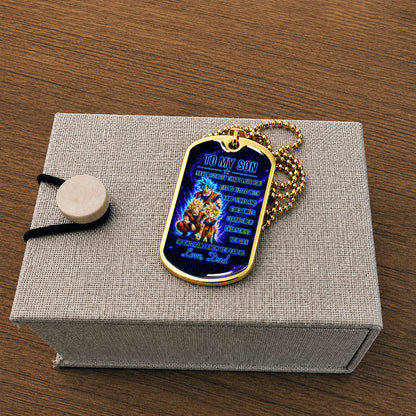 Personalized Dragon Ball Goku & Gohan Dog Tag Necklace - "To My Son From Dad" Stainless Steel Pendant - Meaningful Anime Gift for DBZ Fans - DRDL120