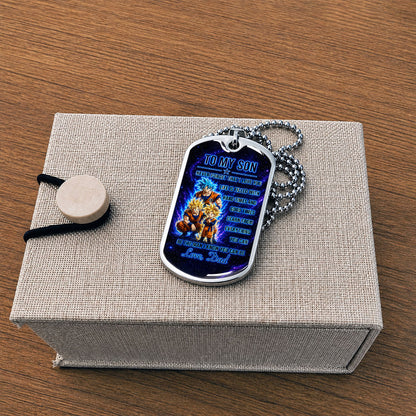 Personalized Dragon Ball Goku & Gohan Dog Tag Necklace - "To My Son From Dad" Stainless Steel Pendant - Meaningful Anime Gift for DBZ Fans - DRDL120