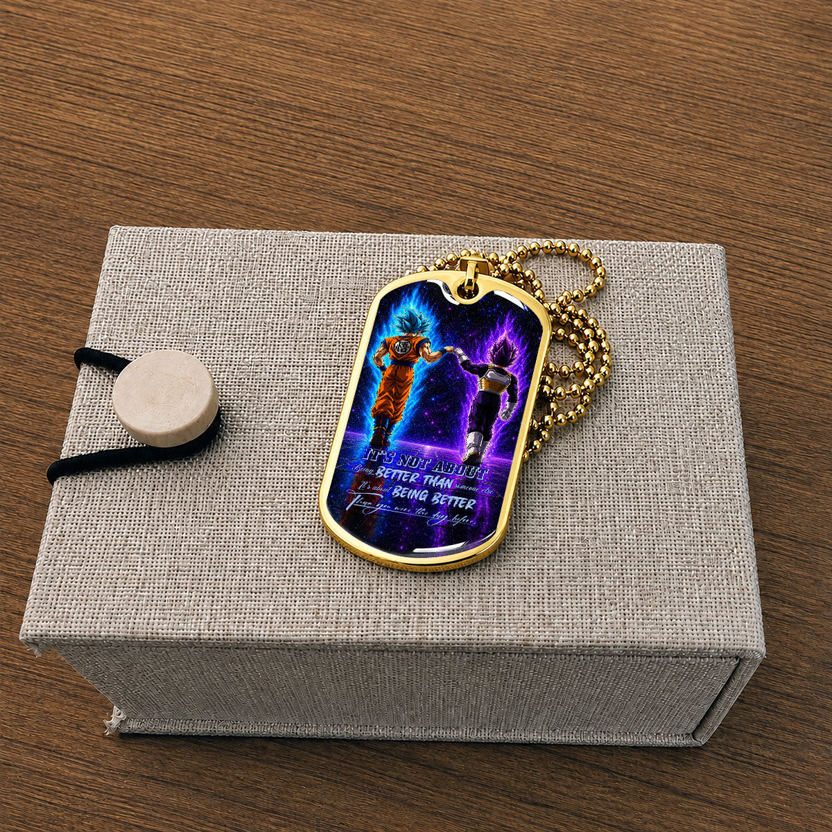Custom Dragon Ball Goku & Vegeta Dog Tag Necklace - Motivational Quote "Being Better Than Yesterday" Stainless Steel Pendant - Anime Gift for DBZ Fans - DRDL121