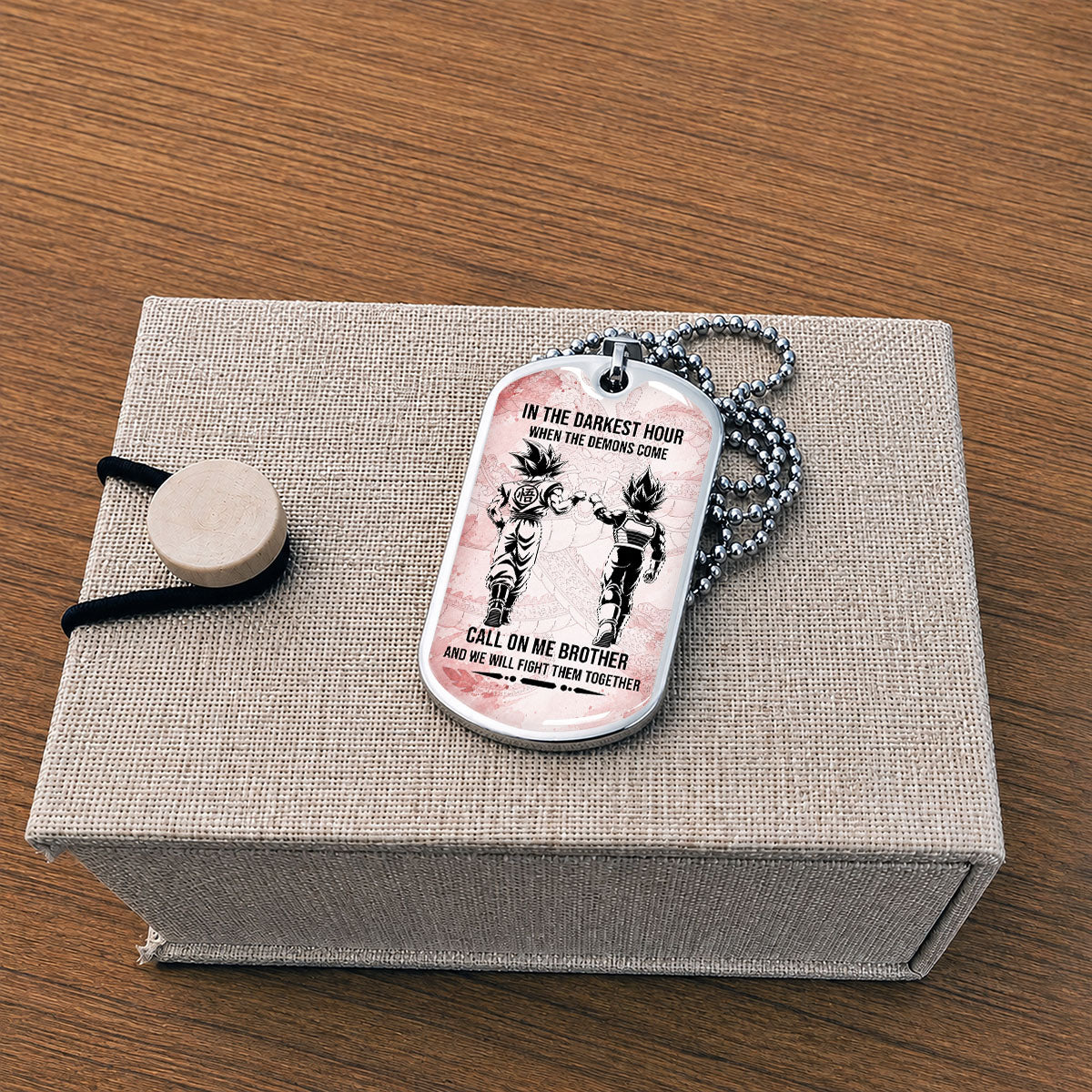 Custom Dragon Ball Goku & Vegeta Brother Dog Tag Necklace - Motivational Quote "Call On Me Brother"  Stainless Steel Pendant - Anime Gift for DBZ Fans - DRDL125