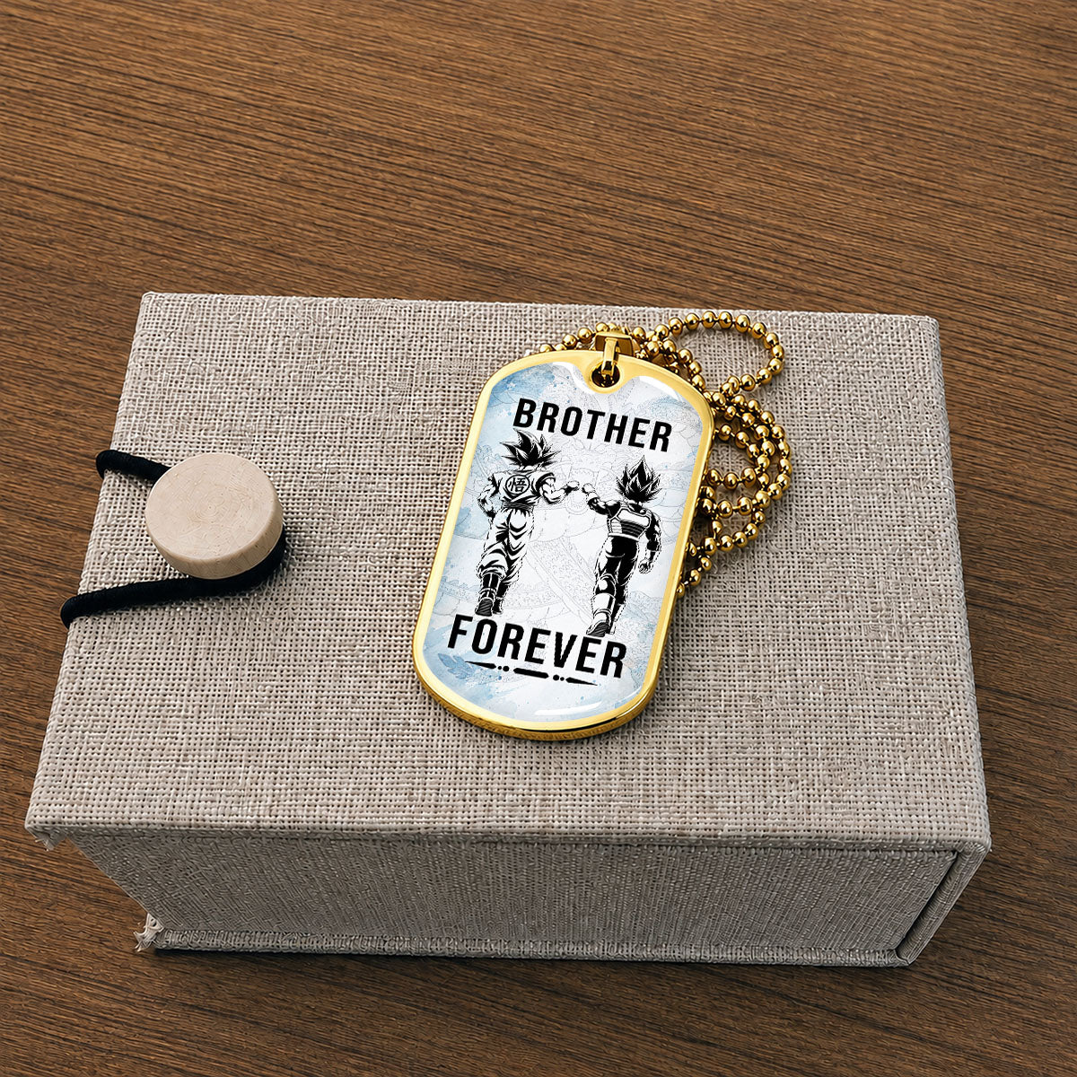 Dragon Ball Dog Tag Necklace - DRDL127 - Goku - Vegeta - Brother Forever - Gift for DBZ Fans - Military Ball Chain