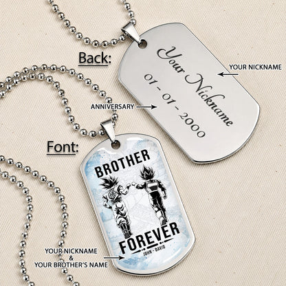 Custom Dragon Ball Goku & Vegeta Brother Dog Tag Necklace - Motivational Quote "Brother Forever"  Stainless Steel Pendant - Anime Gift for DBZ Fans - DRDL127