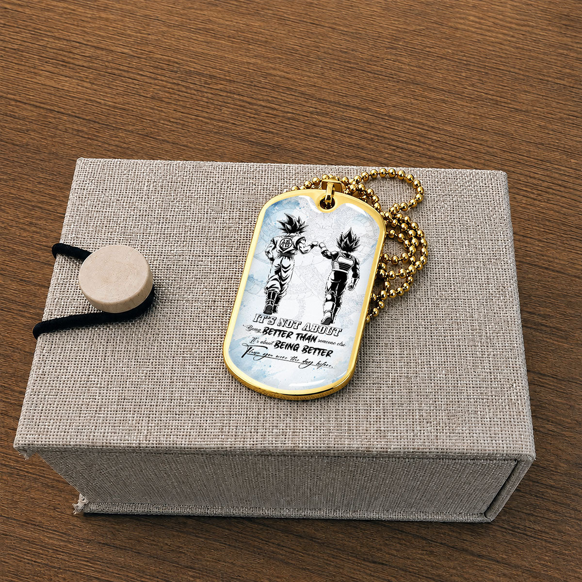 Custom Dragon Ball Goku & Vegeta Dog Tag Necklace - Motivational Quote "Being Better Than Yesterday" Stainless Steel Pendant - Anime Gift for DBZ Fans - DRDL129