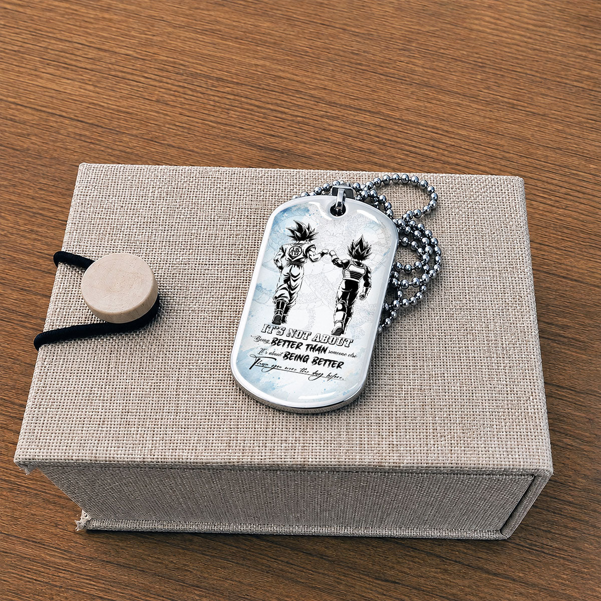 Custom Dragon Ball Goku & Vegeta Dog Tag Necklace - Motivational Quote "Being Better Than Yesterday" Stainless Steel Pendant - Anime Gift for DBZ Fans - DRDL129