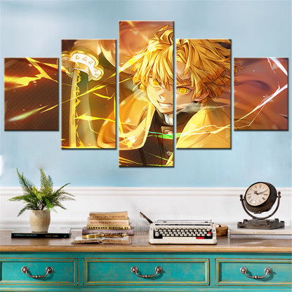 Demon Slayer - Kimetsu no Yaiba - 5 Pieces Wall Art - Zenitsu Agatsuma 4 - Demon Slayer Poster - Demon Slayer Wall Art